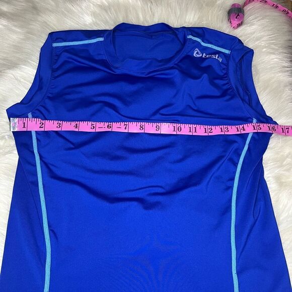 Tesla royal blue sleeveless top sz Large - Picture 6 of 6